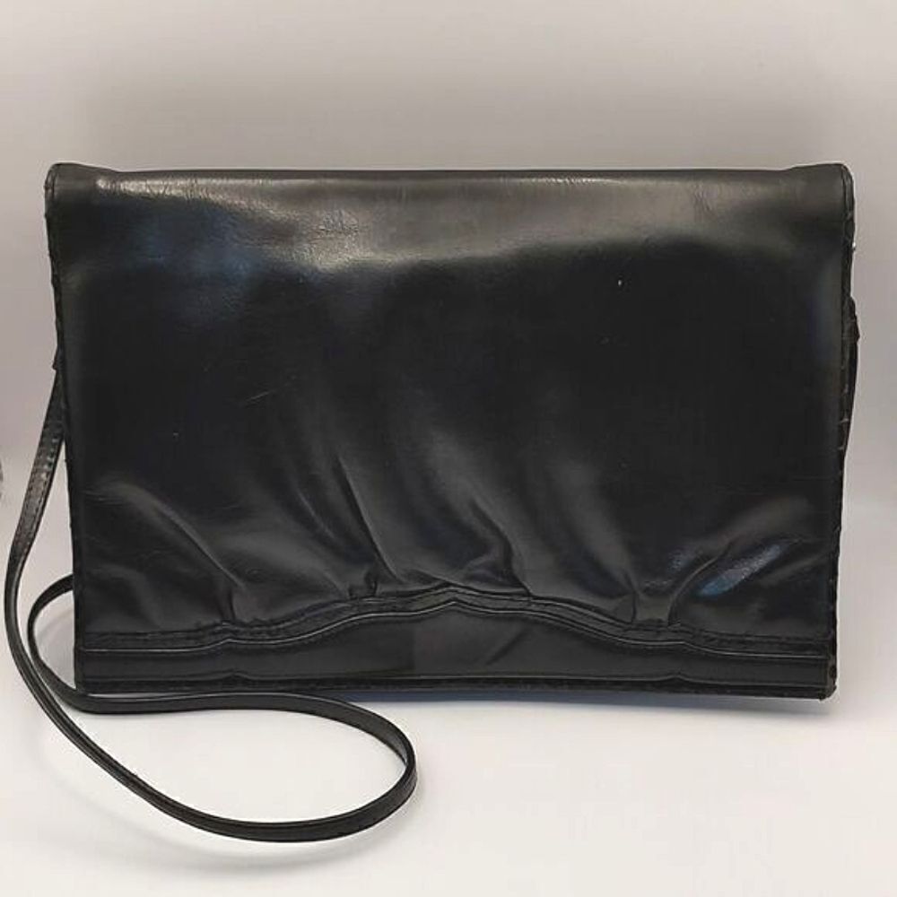 Vintage Maryanne Rosenfeld Classic Black Leather Shoulder Bag